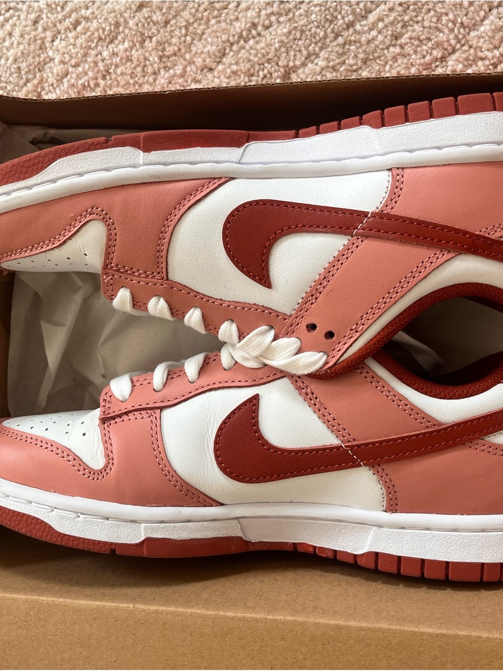Nike Women's Pink Coral and Red Low-Top Sneakers